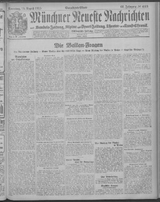 Münchner neueste Nachrichten Sonntag 15. August 1915