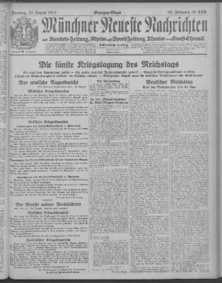 Münchner neueste Nachrichten Freitag 20. August 1915