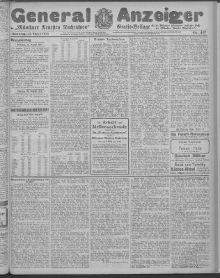 Münchner neueste Nachrichten Sonntag 22. August 1915