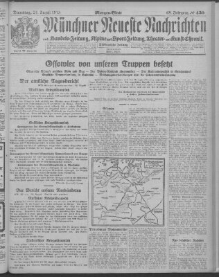 Münchner neueste Nachrichten Dienstag 24. August 1915