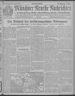 Münchner neueste Nachrichten Mittwoch 25. August 1915