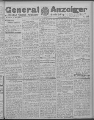 Münchner neueste Nachrichten Mittwoch 25. August 1915