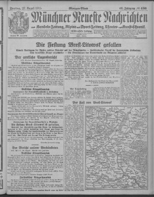 Münchner neueste Nachrichten Freitag 27. August 1915