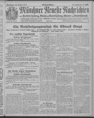 Münchner neueste Nachrichten Samstag 28. August 1915