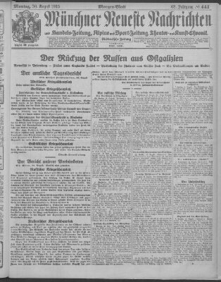 Münchner neueste Nachrichten Montag 30. August 1915