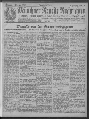 Münchner neueste Nachrichten Mittwoch 1. Dezember 1915