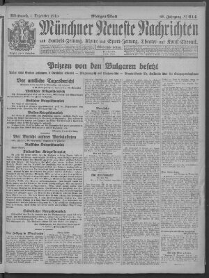 Münchner neueste Nachrichten Mittwoch 1. Dezember 1915