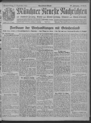 Münchner neueste Nachrichten Donnerstag 2. Dezember 1915