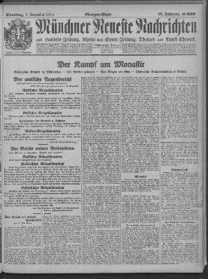 Münchner neueste Nachrichten Samstag 4. Dezember 1915