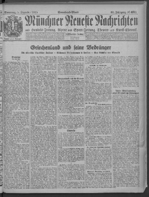 Münchner neueste Nachrichten Sonntag 5. Dezember 1915