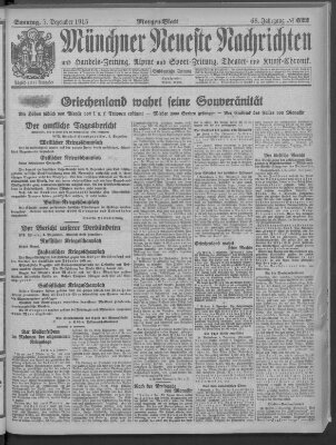 Münchner neueste Nachrichten Sonntag 5. Dezember 1915