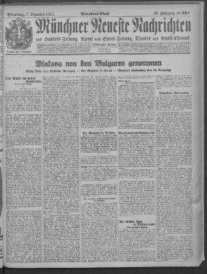 Münchner neueste Nachrichten Dienstag 7. Dezember 1915