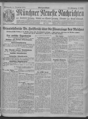 Münchner neueste Nachrichten Mittwoch 15. Dezember 1915