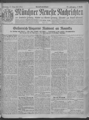 Münchner neueste Nachrichten Freitag 17. Dezember 1915