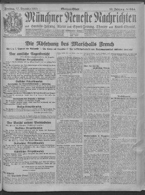 Münchner neueste Nachrichten Freitag 17. Dezember 1915