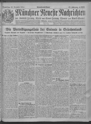 Münchner neueste Nachrichten Samstag 18. Dezember 1915