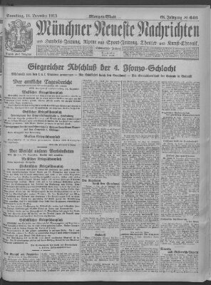 Münchner neueste Nachrichten Samstag 18. Dezember 1915