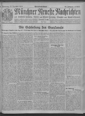 Münchner neueste Nachrichten Sonntag 19. Dezember 1915