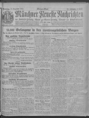 Münchner neueste Nachrichten Sonntag 19. Dezember 1915