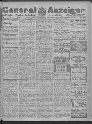 Münchner neueste Nachrichten Sonntag 19. Dezember 1915