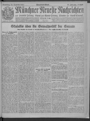 Münchner neueste Nachrichten Samstag 25. Dezember 1915