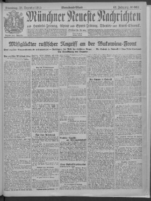 Münchner neueste Nachrichten Dienstag 28. Dezember 1915