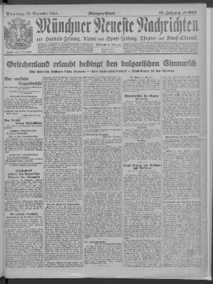 Münchner neueste Nachrichten Dienstag 28. Dezember 1915