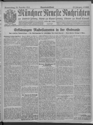 Münchner neueste Nachrichten Donnerstag 30. Dezember 1915