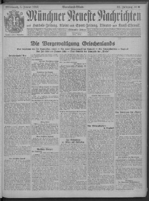 Münchner neueste Nachrichten Mittwoch 5. Januar 1916