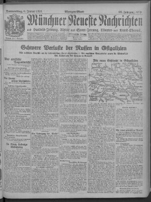 Münchner neueste Nachrichten Donnerstag 6. Januar 1916