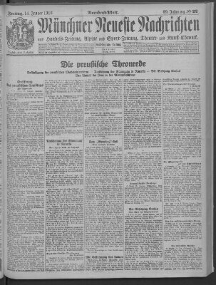 Münchner neueste Nachrichten Freitag 14. Januar 1916