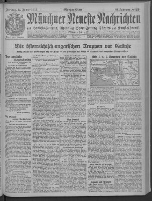 Münchner neueste Nachrichten Freitag 14. Januar 1916