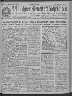 Münchner neueste Nachrichten Sonntag 16. Januar 1916