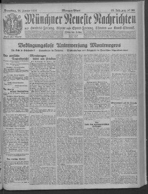 Münchner neueste Nachrichten Dienstag 18. Januar 1916