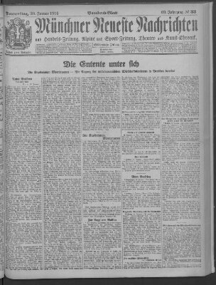 Münchner neueste Nachrichten Donnerstag 20. Januar 1916