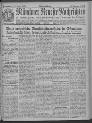 Münchner neueste Nachrichten Donnerstag 20. Januar 1916