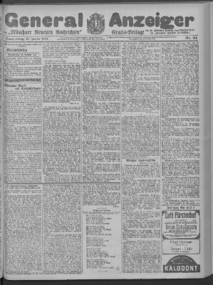 Münchner neueste Nachrichten Donnerstag 20. Januar 1916