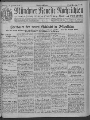 Münchner neueste Nachrichten Freitag 21. Januar 1916