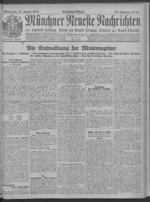 Münchner neueste Nachrichten Mittwoch 26. Januar 1916