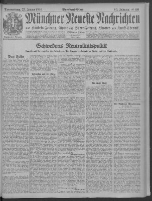 Münchner neueste Nachrichten Donnerstag 27. Januar 1916