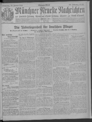 Münchner neueste Nachrichten Samstag 29. Januar 1916