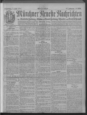 Münchner neueste Nachrichten Dienstag 2. Juni 1914