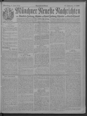 Münchner neueste Nachrichten Dienstag 9. Juni 1914