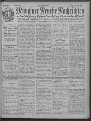 Münchner neueste Nachrichten Dienstag 9. Juni 1914