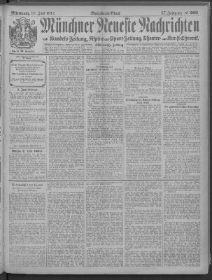 Münchner neueste Nachrichten Mittwoch 10. Juni 1914