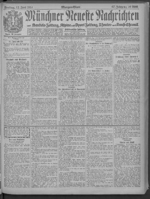 Münchner neueste Nachrichten Freitag 12. Juni 1914