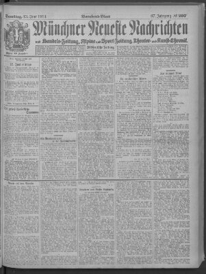 Münchner neueste Nachrichten Samstag 13. Juni 1914