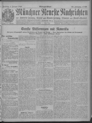 Münchner neueste Nachrichten Freitag 4. Februar 1916