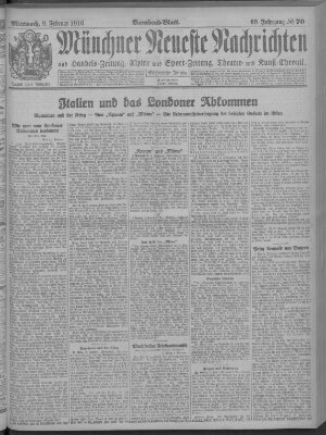 Münchner neueste Nachrichten Mittwoch 9. Februar 1916