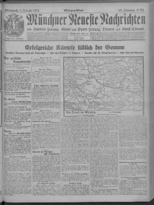 Münchner neueste Nachrichten Mittwoch 9. Februar 1916